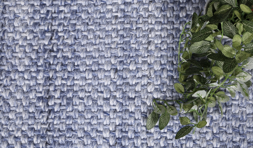 Halo Blue Weave Pattern Wool Blend Rug