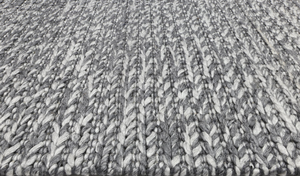 Halo Charcoal Braided Pattern Wool Blend Rug