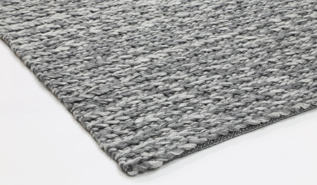 Halo Charcoal Braided Pattern Wool Blend Rug