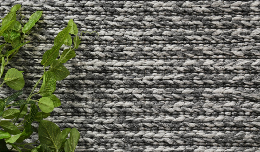 Halo Charcoal Braided Pattern Wool Blend Rug