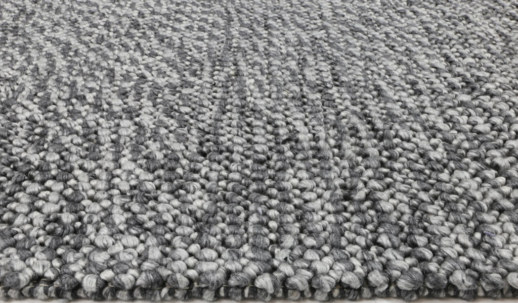 Halo Charcoal Loop Pattern Wool Blend Rug