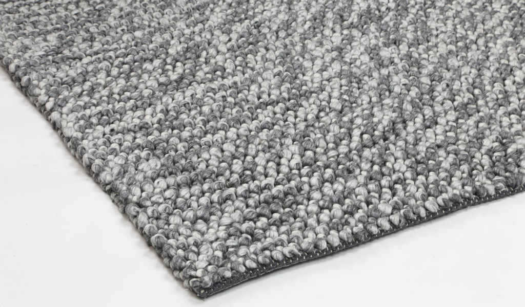 Halo Charcoal Loop Pattern Wool Blend Rug
