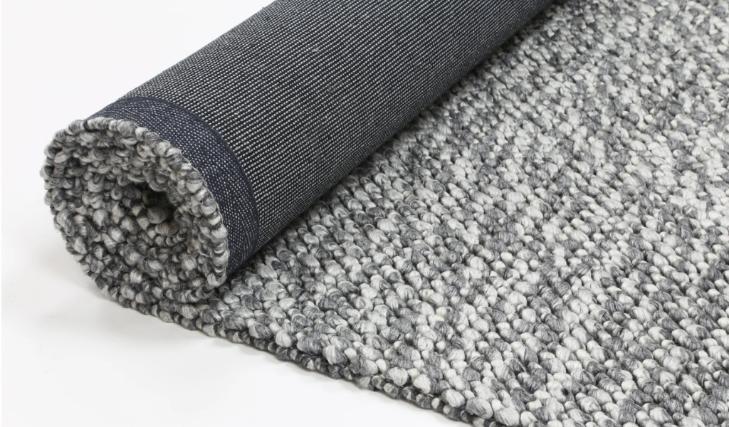 Halo Charcoal Loop Pattern Wool Blend Rug