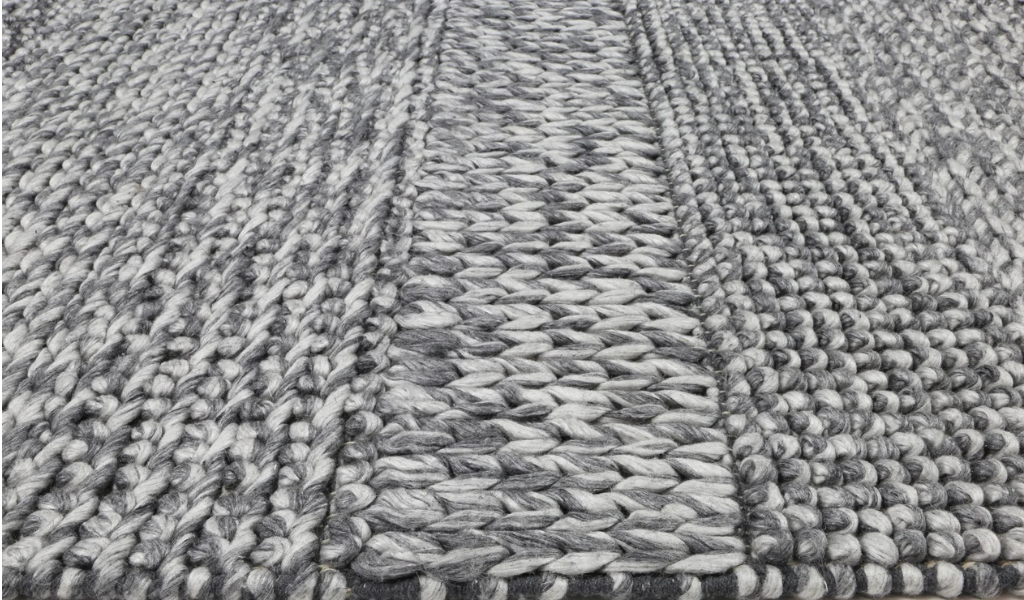 Halo Charcoal Multi Pattern Wool Blend Rug