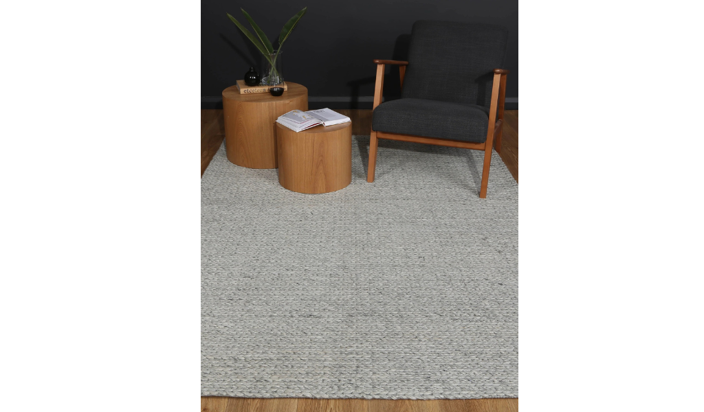 Halo Grey Braided Pattern Wool Blend Rug