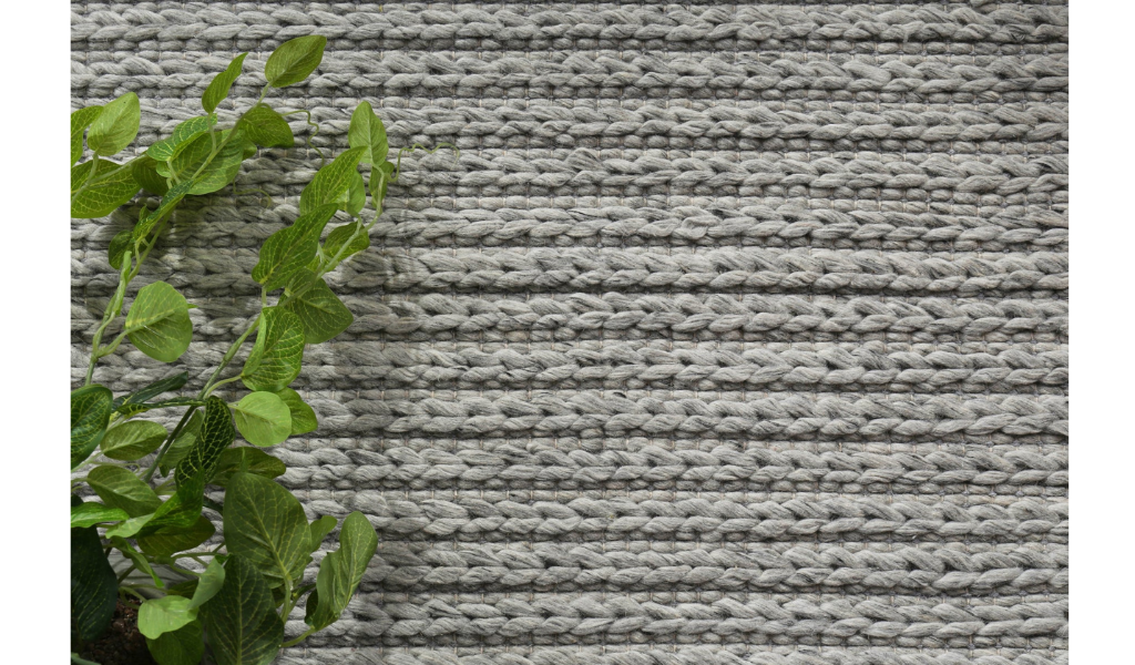 Halo Grey Braided Pattern Wool Blend Rug