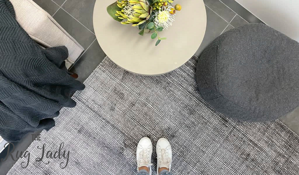 Harmony Grey White Striped Viscose Rug