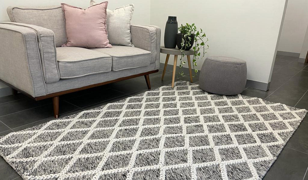 Harriet Grey Hand Woven Wool Rug