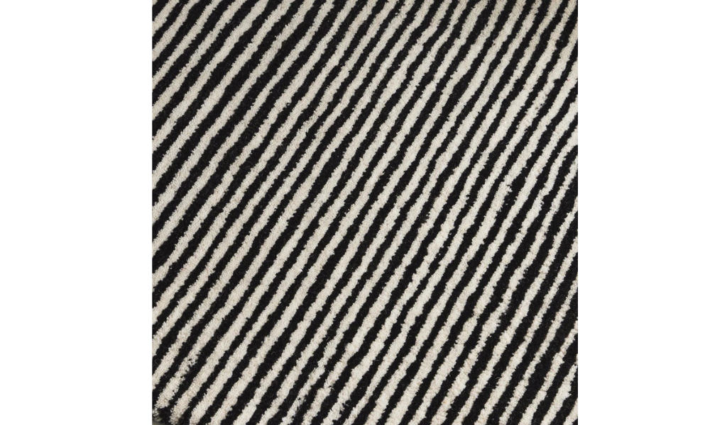 Isla Black and White Linear Grid Wool Rug