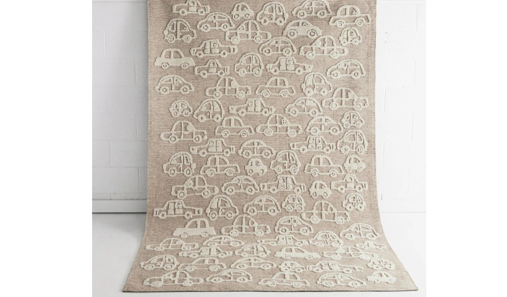 Isla Natural Car Pattern Wool Rug