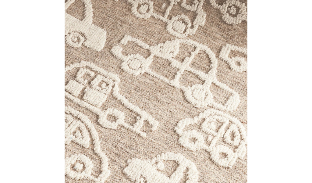 Isla Natural Car Pattern Wool Rug