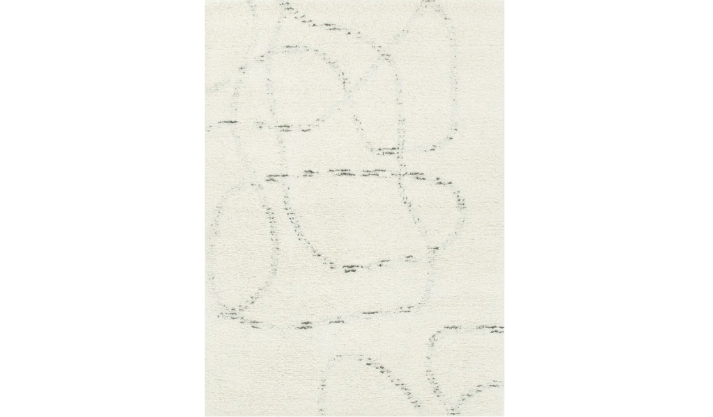 Isla Ivory Grey Abstract Swirl Loop Lines Wool Rug