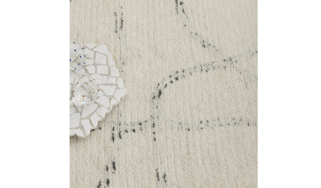 Isla Ivory Grey Abstract Swirl Loop Lines Wool Rug