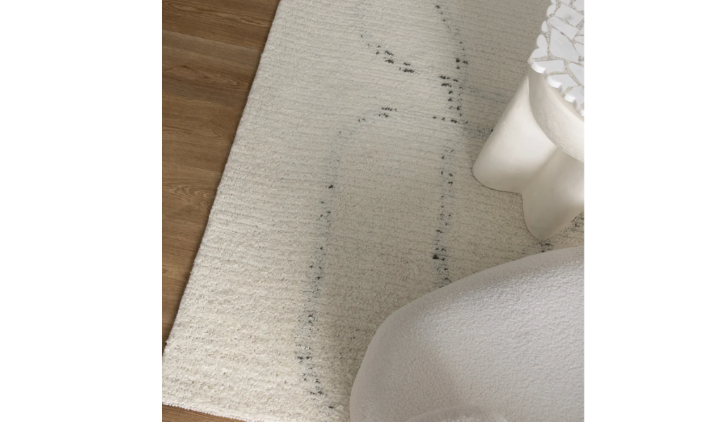 Isla Ivory Grey Abstract Swirl Loop Lines Wool Rug