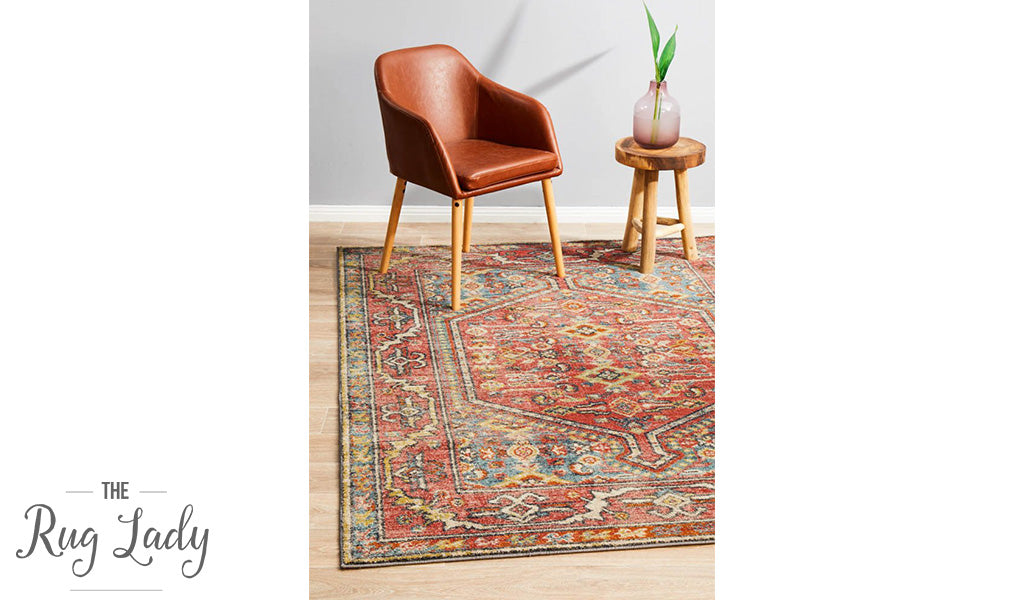 Heirloom Red Distressed Medallion Rug