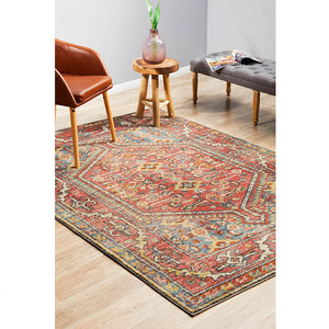 Heirloom Red Distressed Medallion Rug