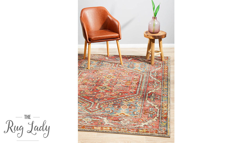 Heirloom Red Distressed Medallion Rug