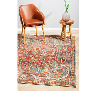 Heirloom Red Distressed Medallion Rug