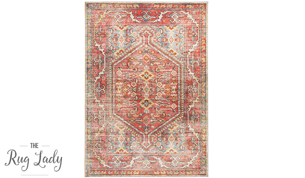 Heirloom Red Distressed Medallion Rug