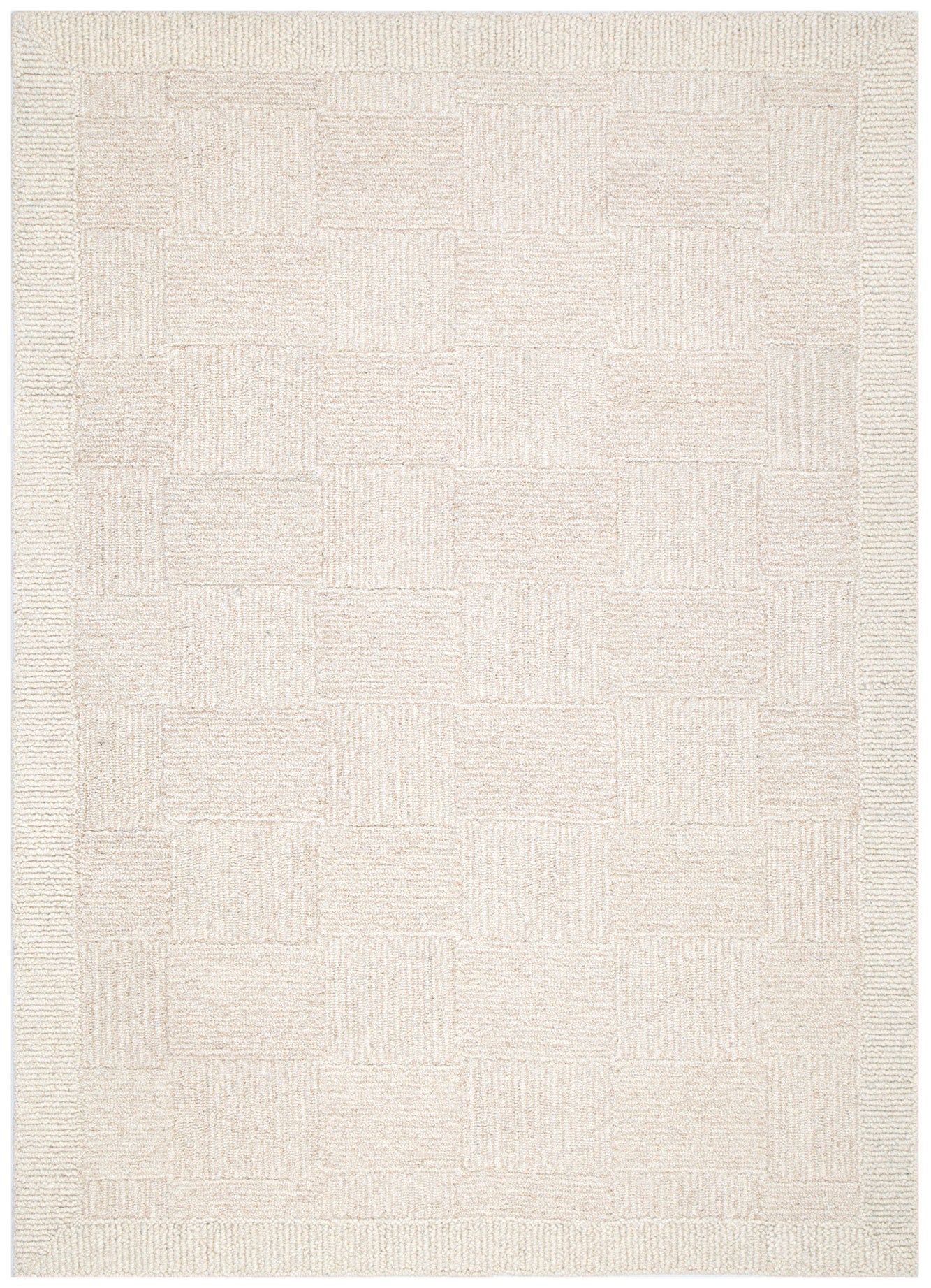 Les Nomades Checkered Cream Wool Rug