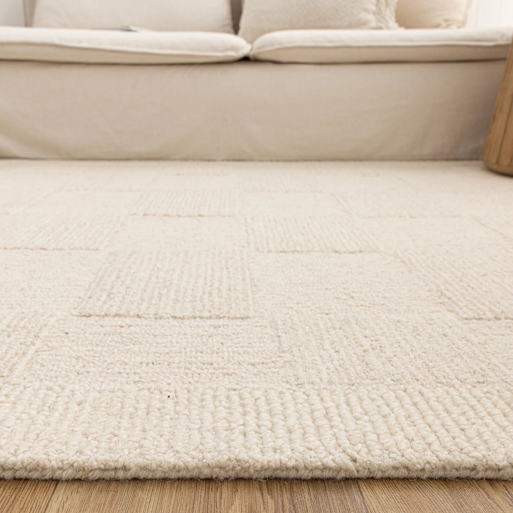 Les Nomades Checkered Cream Wool Rug