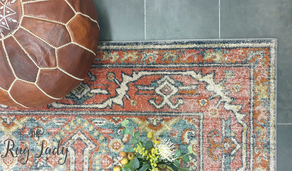 Heirloom Red Distressed Medallion Rug