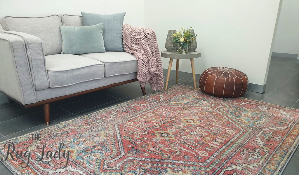 Heirloom Red Distressed Medallion Rug