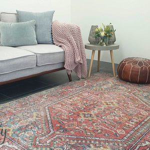 Heirloom Red Distressed Medallion Rug