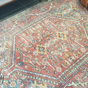 Heirloom Red Distressed Medallion Rug