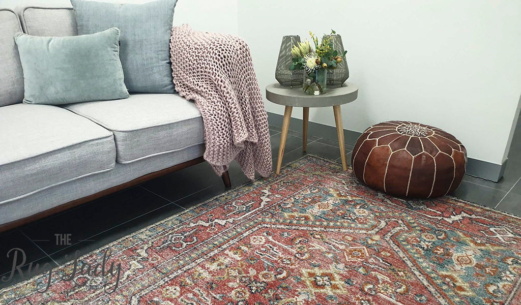 Heirloom Red Distressed Medallion Rug