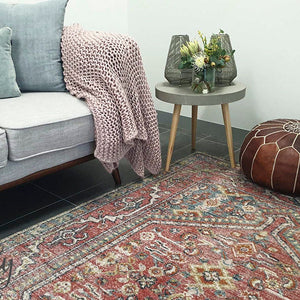 Heirloom Red Distressed Medallion Rug