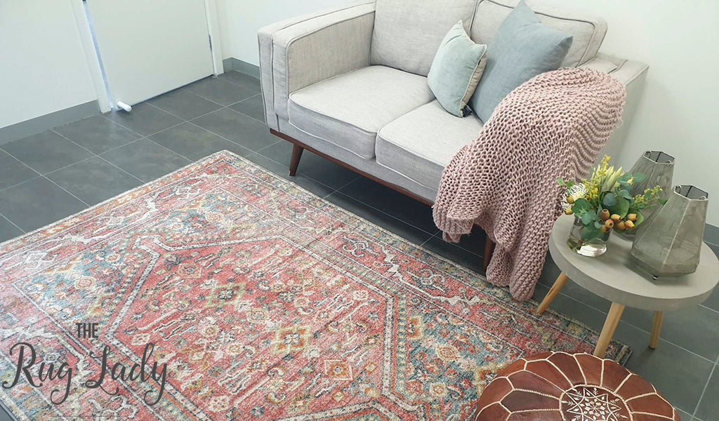 Heirloom Red Distressed Medallion Rug