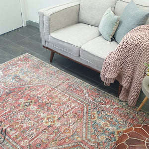 Heirloom Red Distressed Medallion Rug