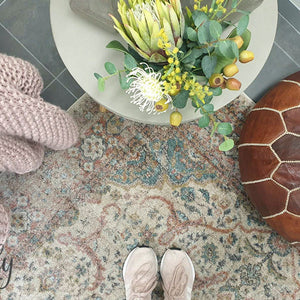 Heirloom Ivory Distressed Floral Rug