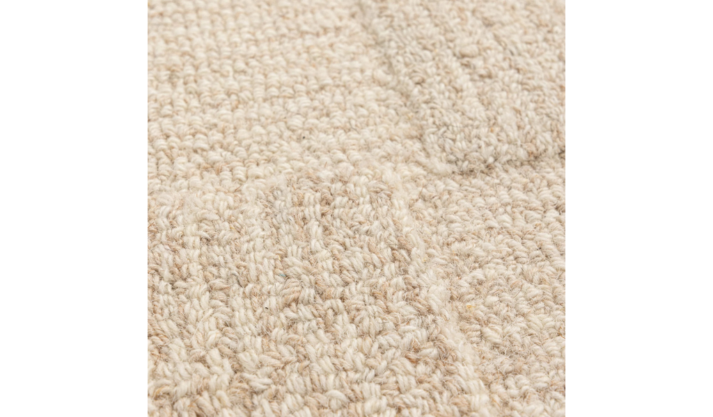 Leila Ivory Beige Checkered Wool Rug