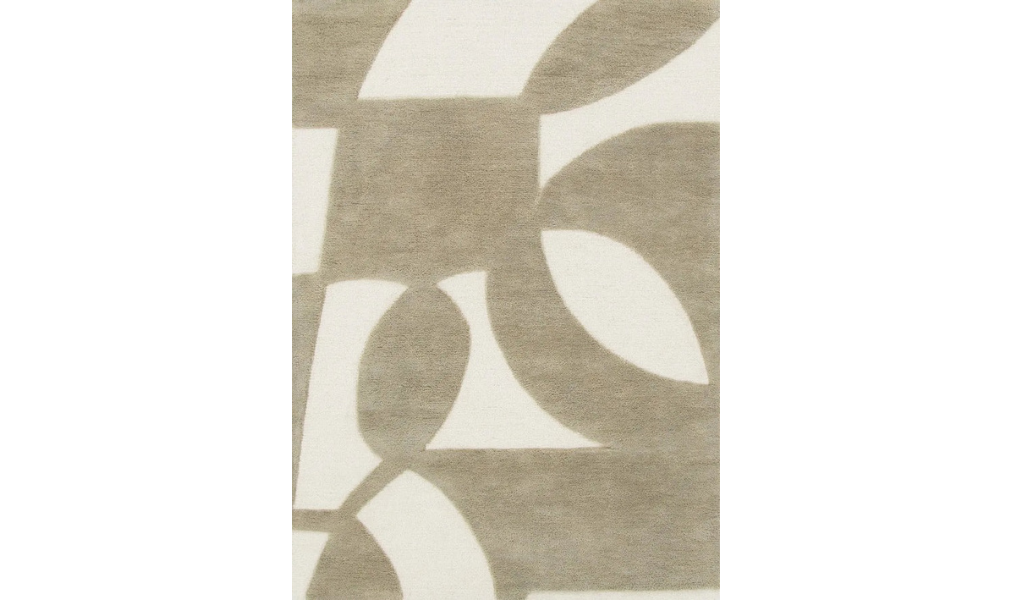 Isla Olive Green and Ivory Curve Pattern Wool Rug