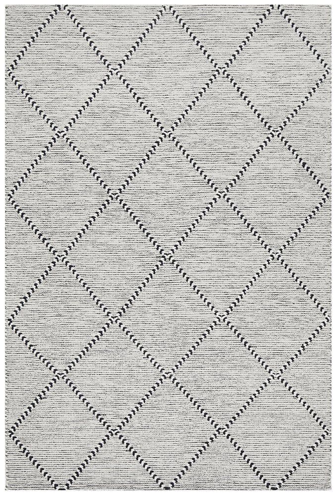 Macey Black Ivory Lattice Wool Rug