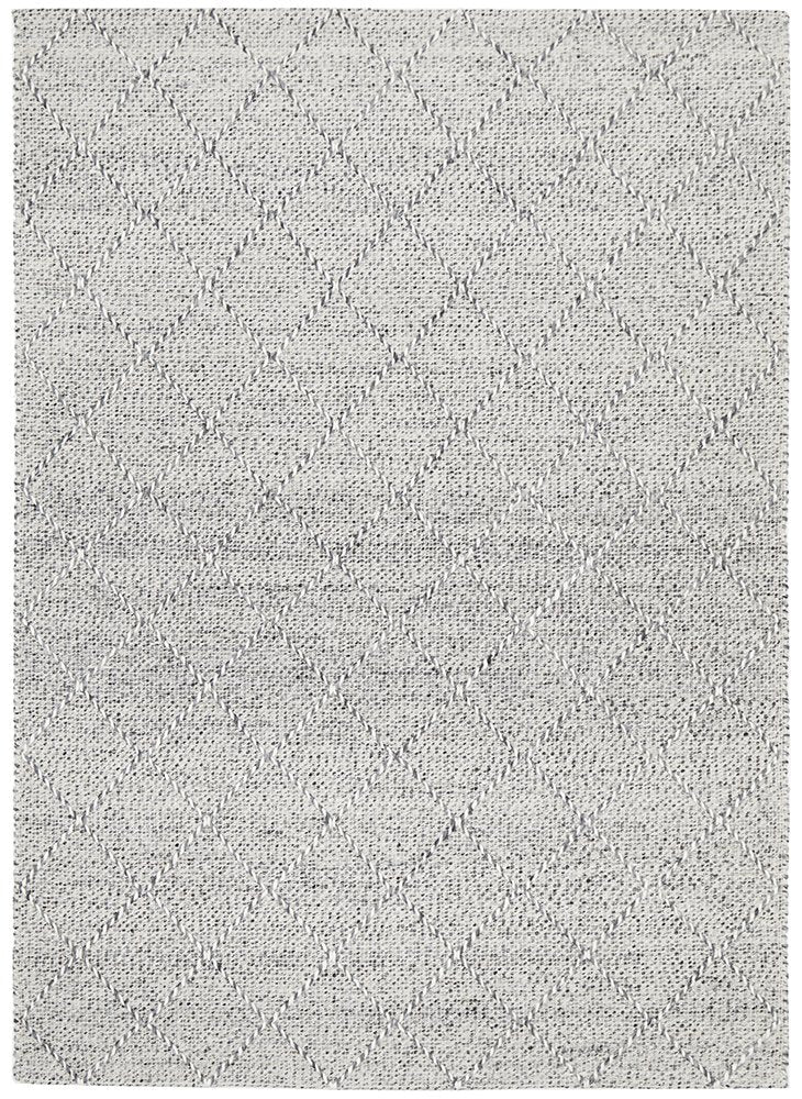 Macey Grey Marble Lattice Wool Rug