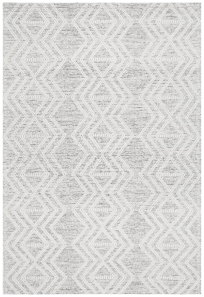 Macey Ivory Black Ethnic Print Wool Rug
