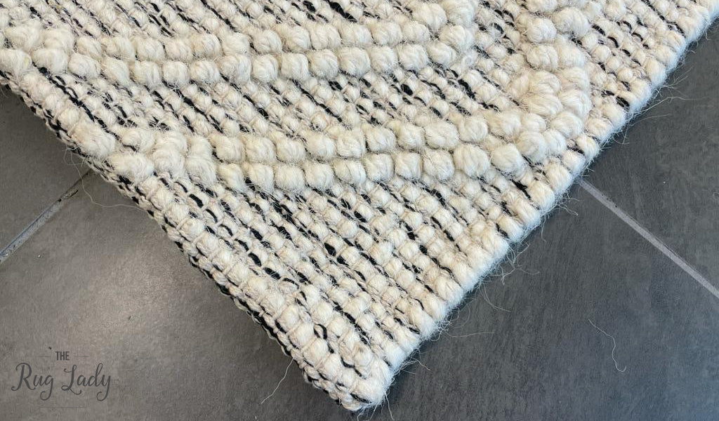Macey Ivory Black Ethnic Print Wool Rug
