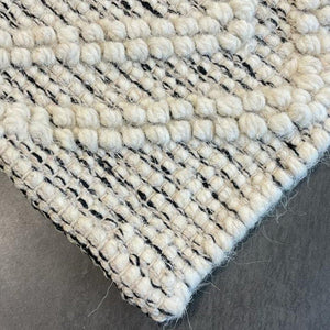 Macey Ivory Black Ethnic Print Wool Rug