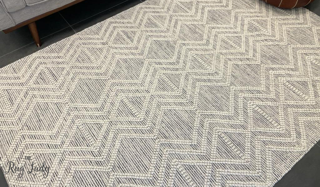 Macey Ivory Black Ethnic Print Wool Rug