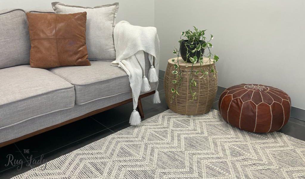 Macey Ivory Black Ethnic Print Wool Rug
