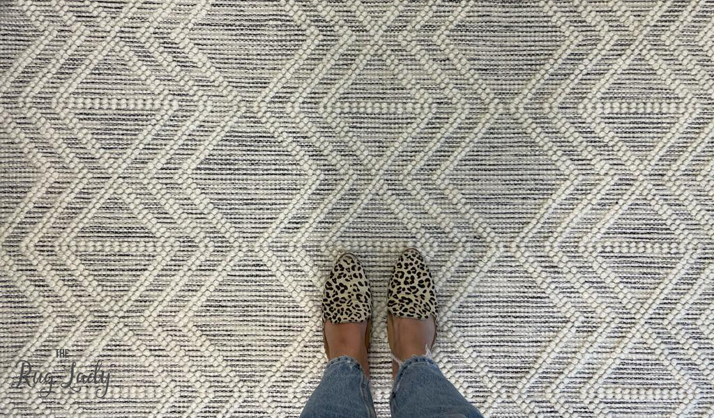 Macey Ivory Black Ethnic Print Wool Rug