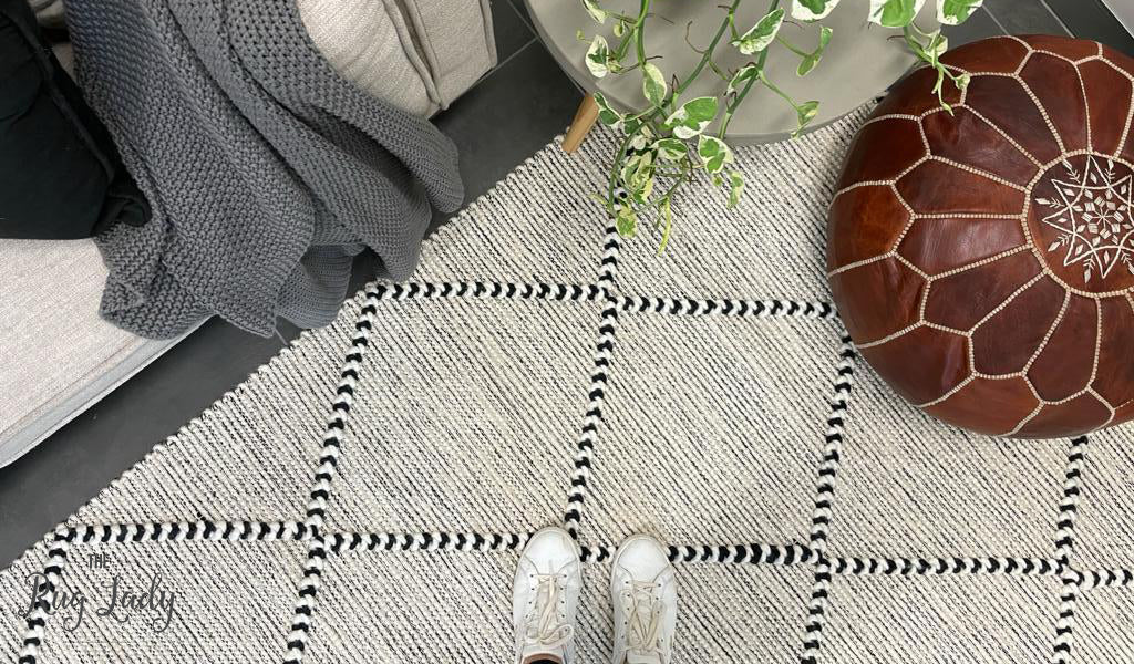 Macey Black Ivory Lattice Wool Rug