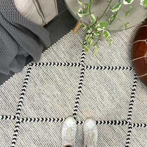 Macey Black Ivory Lattice Wool Rug