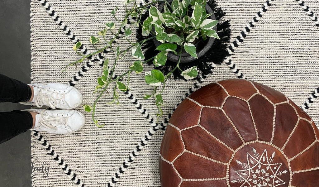 Macey Black Ivory Lattice Wool Rug