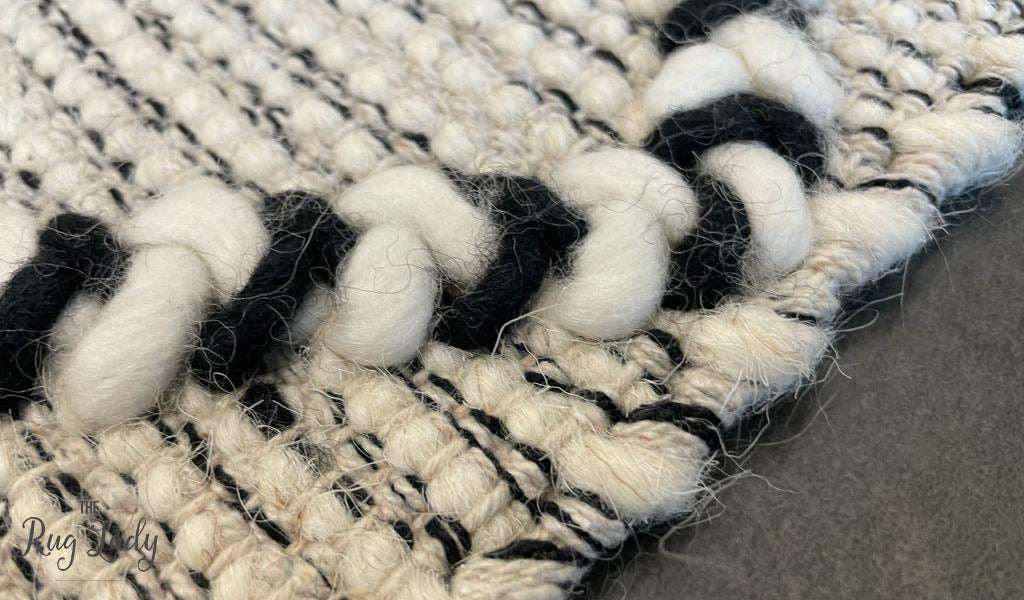 Macey Black Ivory Lattice Wool Rug