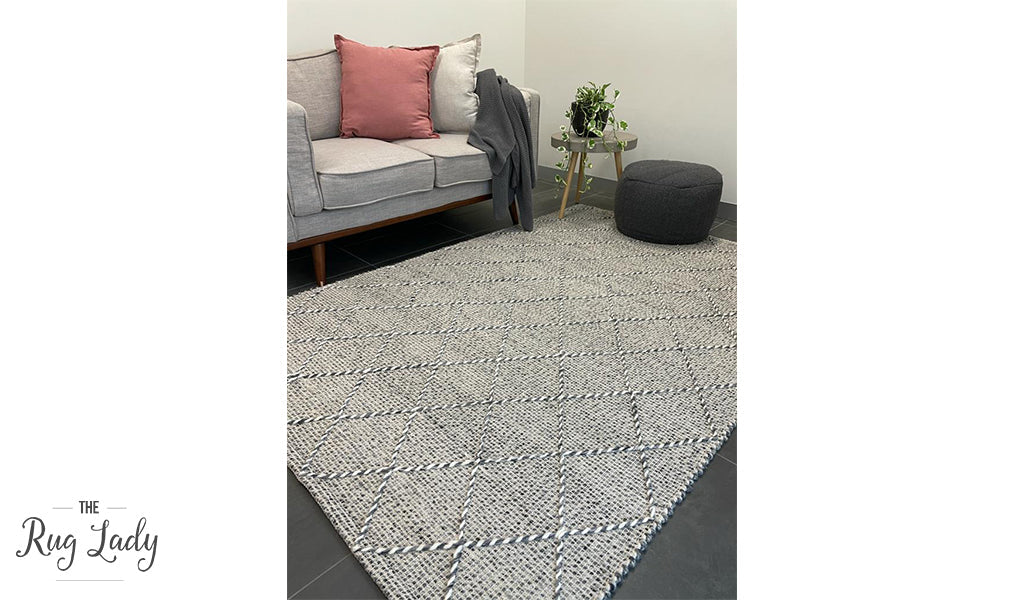 Macey Grey Marble Lattice Wool Rug