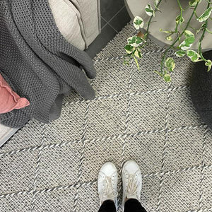 Macey Grey Marble Lattice Wool Rug